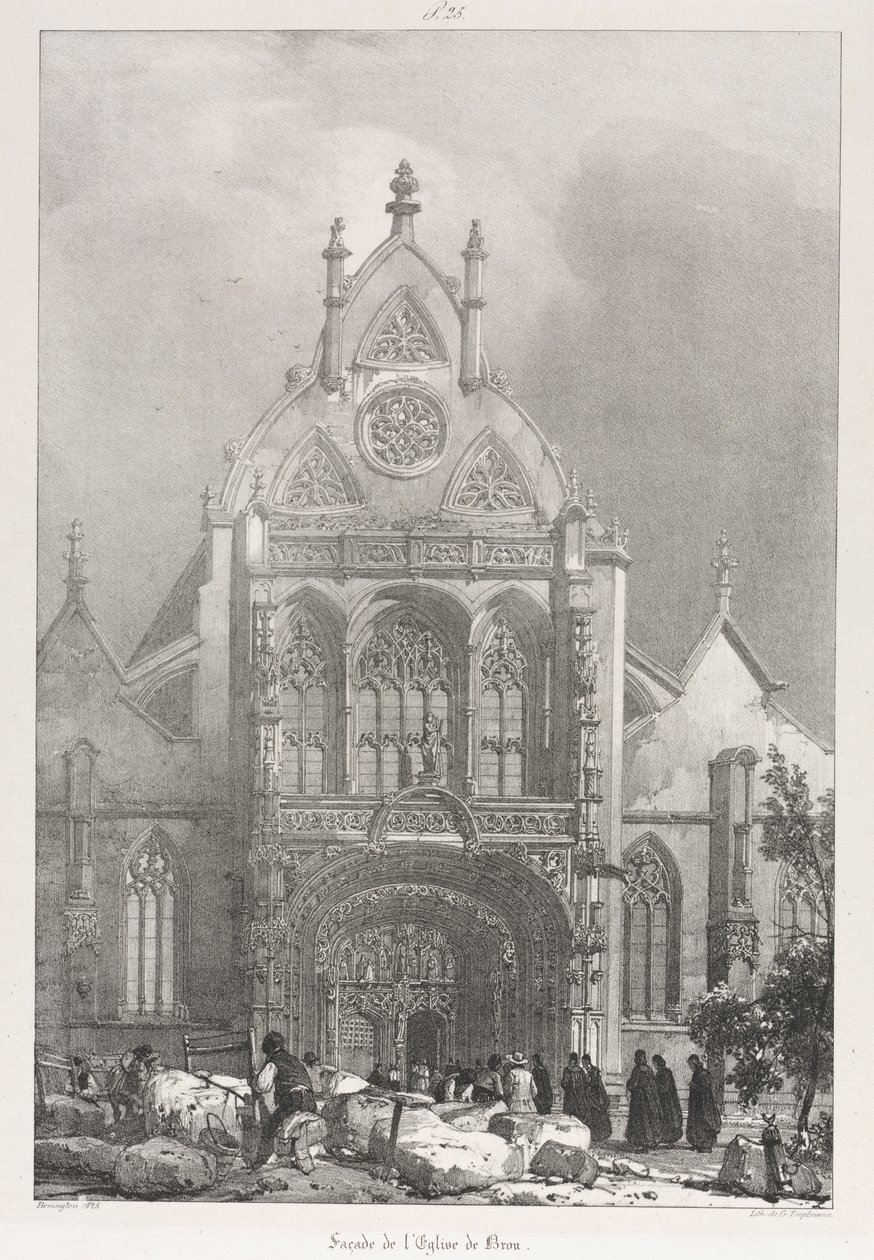 Picturesque and Romantic Trips in Old France, Franche-Comté: Front of the Church at Brou by Richard Parkes Bonington