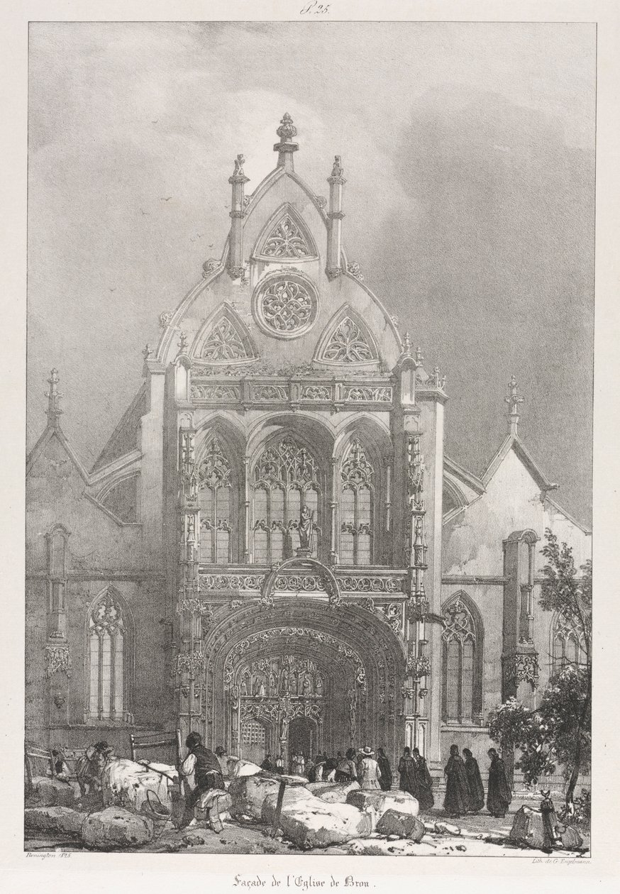 Picturesque and Romantic Trips in Old France, Franche-Comté: Front of the Church at Brou, 1825 by Richard Parkes Bonington