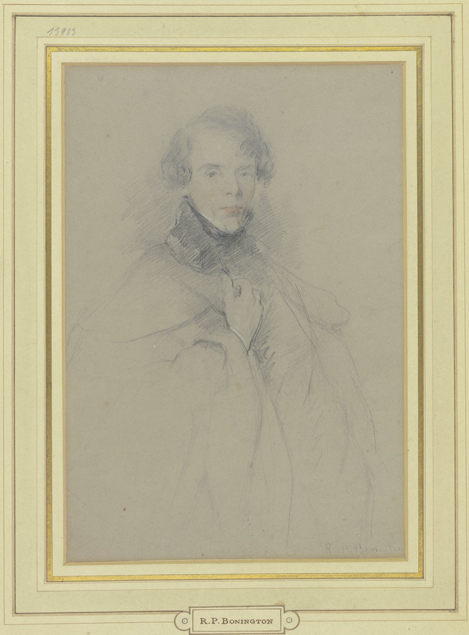 Self-Portrait in a Coat, Three-Quarter Length by Richard Parkes Bonington
