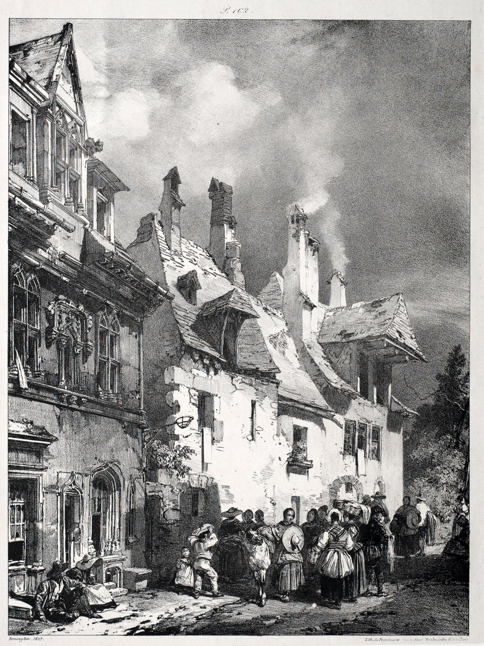 Street in the Outskirts of Besançon, France by Richard Parkes Bonington
