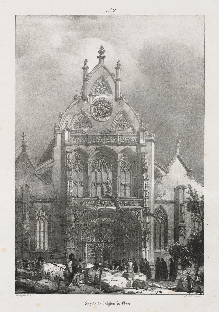 Picturesque and Romantic Journeys in Old France, Franche-Comté: Facade of the Church of Brou by Richard Parkes Bonington