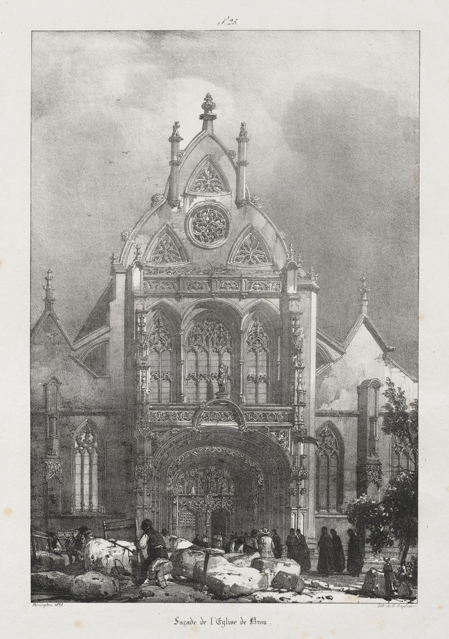 Picturesque and Romantic Journeys in Old France, Franche-Comté: Facade of the Church of Brou by Richard Parkes Bonington