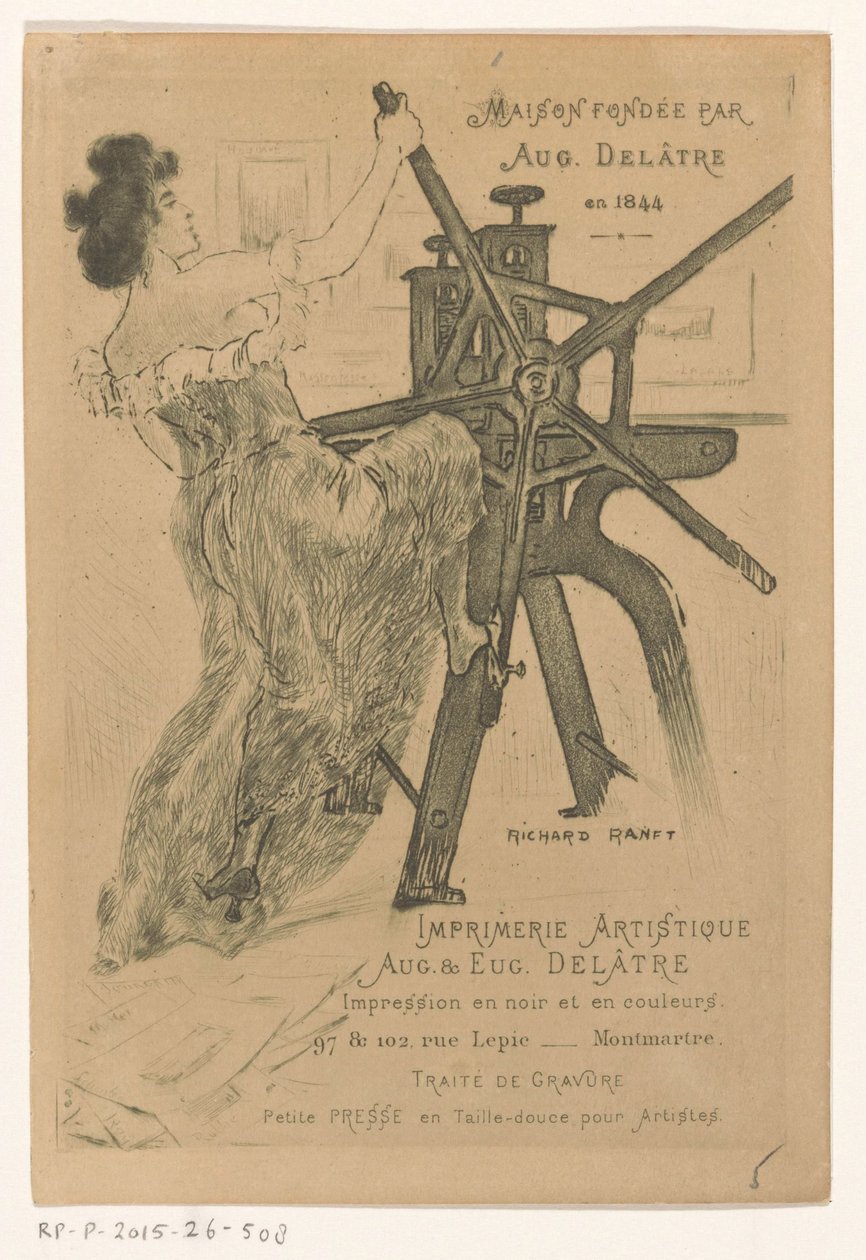 Business Card of Printers Auguste and Eugène Delâtre in Paris by Richard Ranft