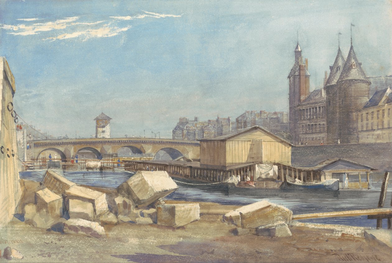 Ile de la Cité, the Pont au Change, and the Conciergerie, Paris, 1837 by Richard Redgrave