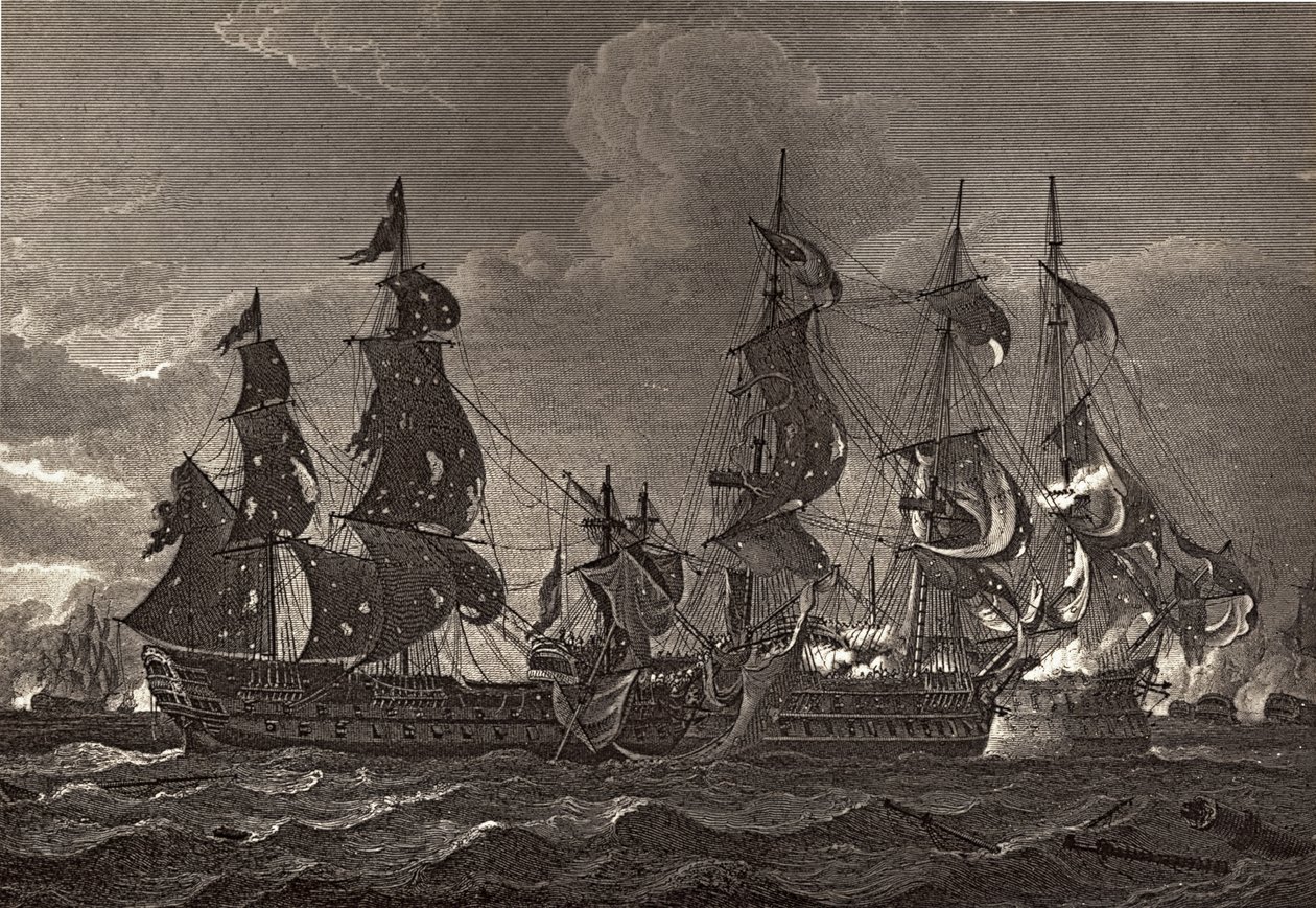 HMS Captain Boarding the San Nicholas and the San Josef by Richard Westall