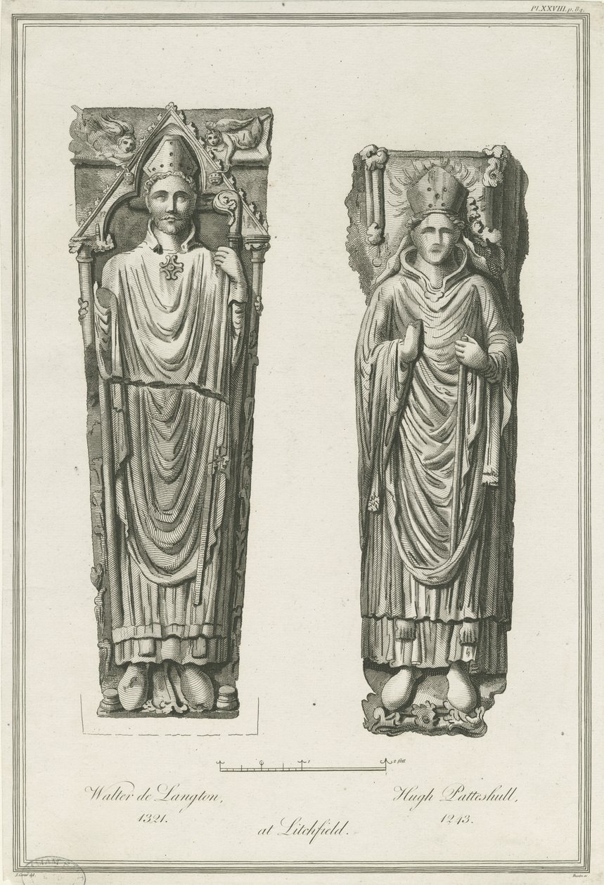 Lichfield Cathedral - Effigies of Walter de Langton and Hugh de Patteshull by Richard Woollett Basire