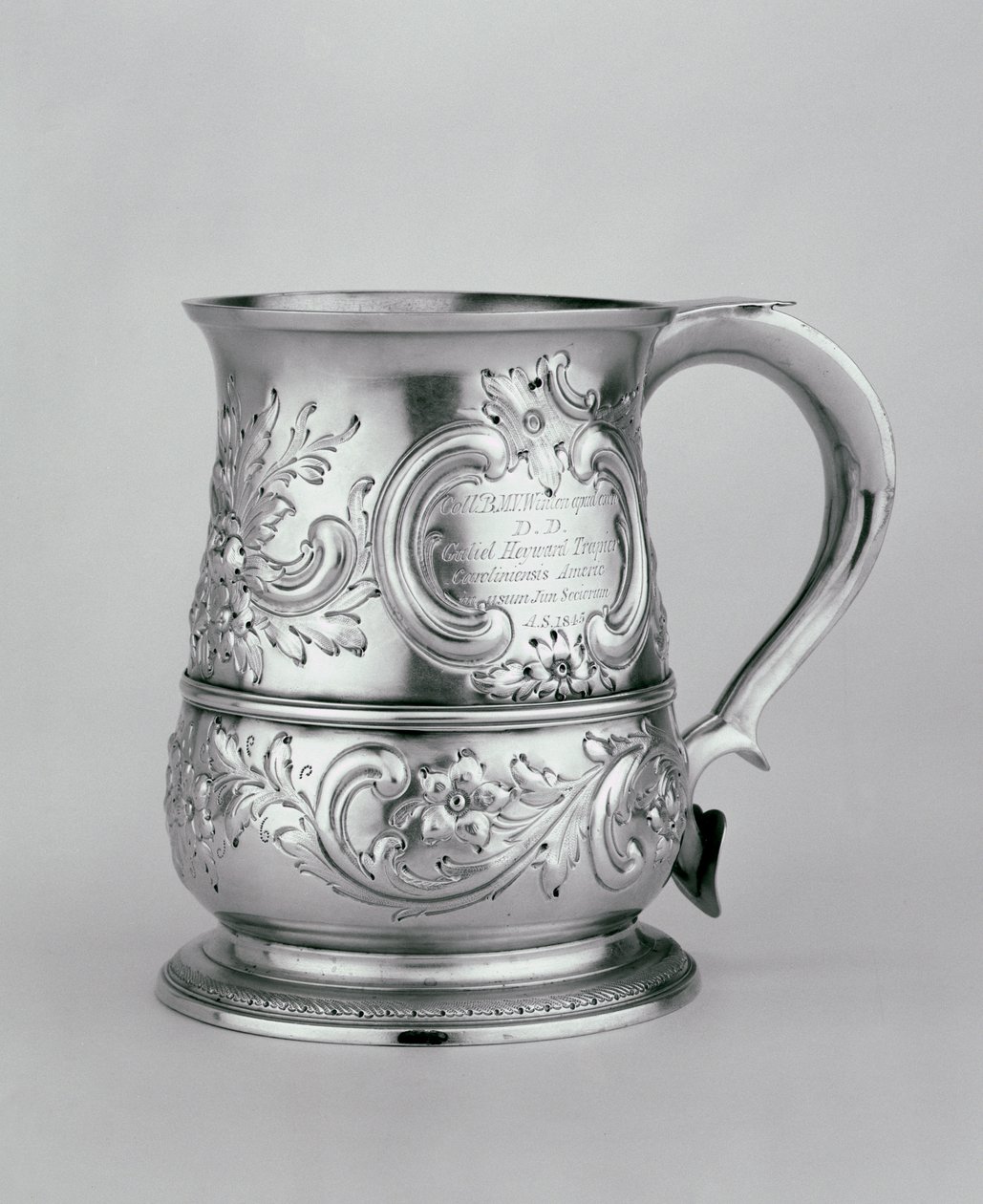 Handled mug, 1740-41, chased and engraved c.1845 by Richard and Cooke, Thomas Gurney