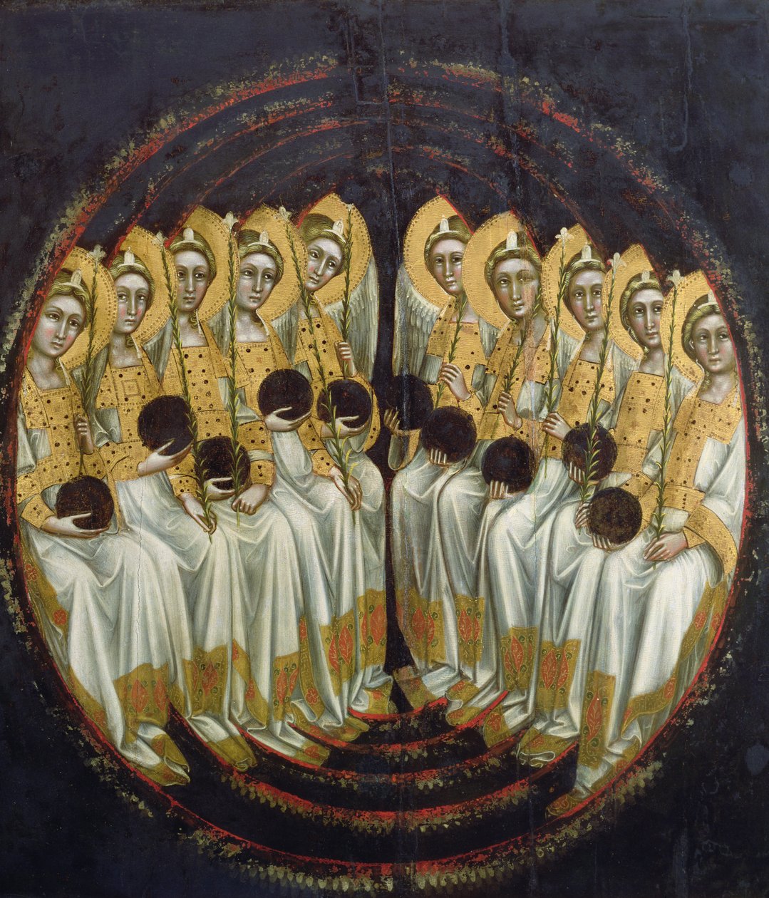 Seated Angels with Orbs in their Hands (c.1348-54) by Ridolfo di Arpo Guariento