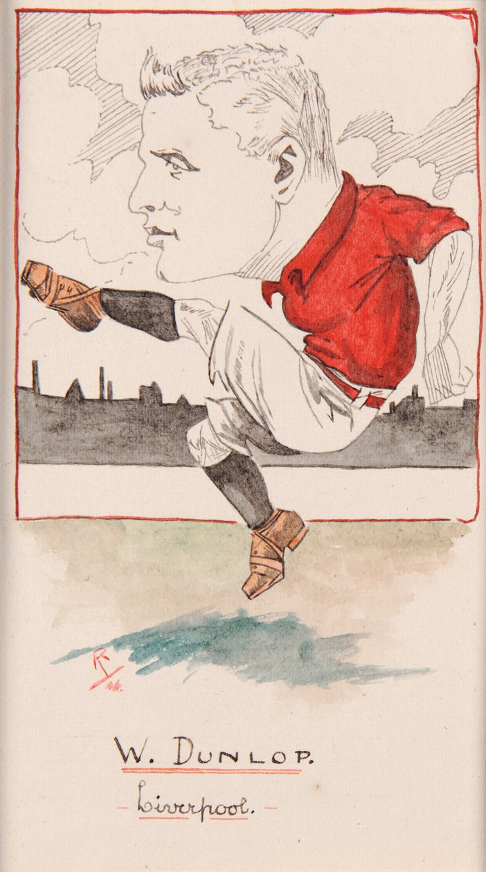 Billy Dunlop, Liverpool, Drawing for a Set of Cigarette Cards by Rip