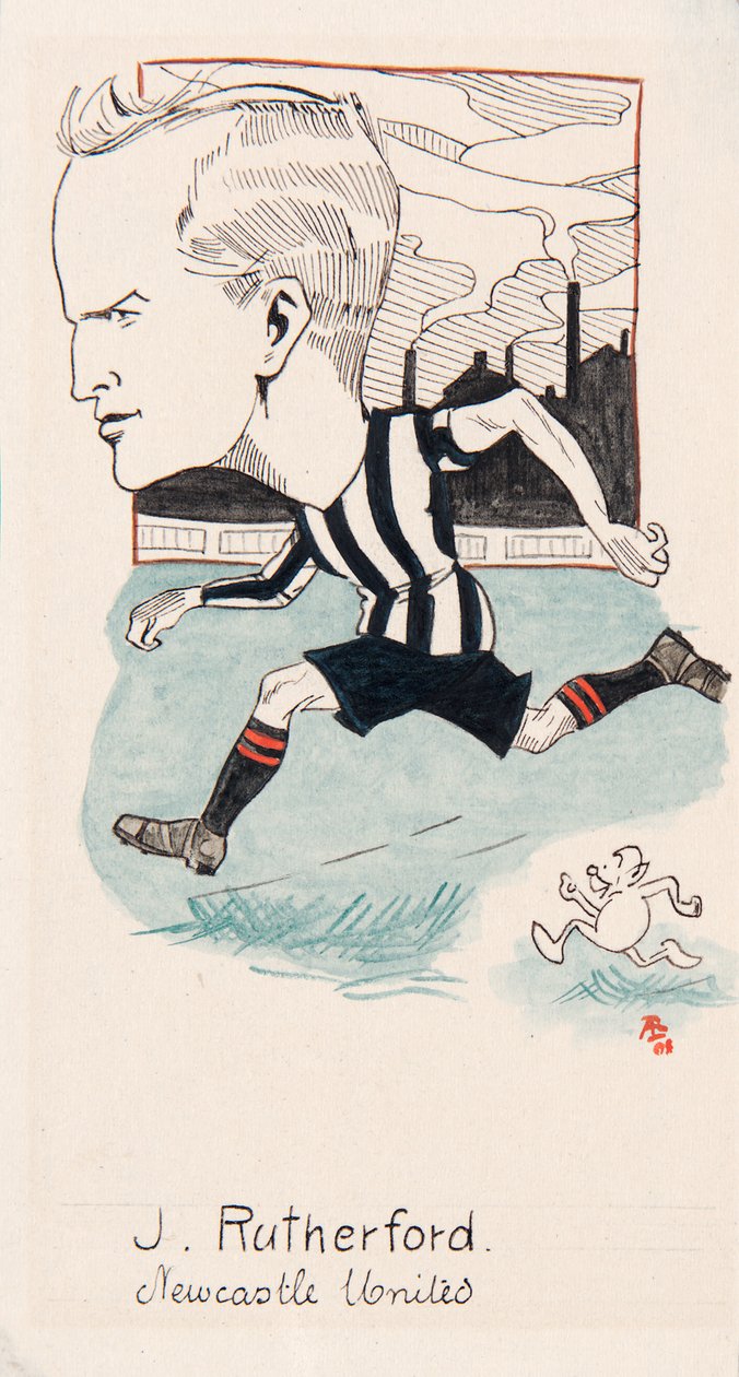 Jock Rutherford, Newcastle United, Drawing for a Set of Cigarette Cards, 1907 by Rip