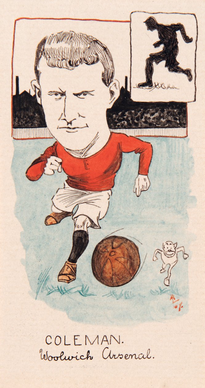 Tim Coleman, Woolwich Arsenal, drawing for a set of cigarette cards, 1907 by Rip