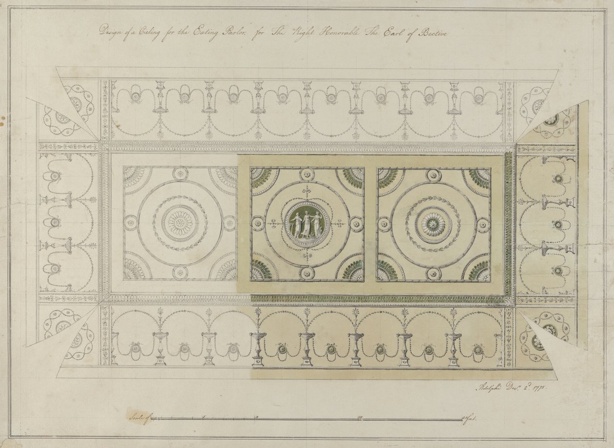 Design for the ceiling of the Eating Parlour, Headfort House, 1775 by Robert Adam