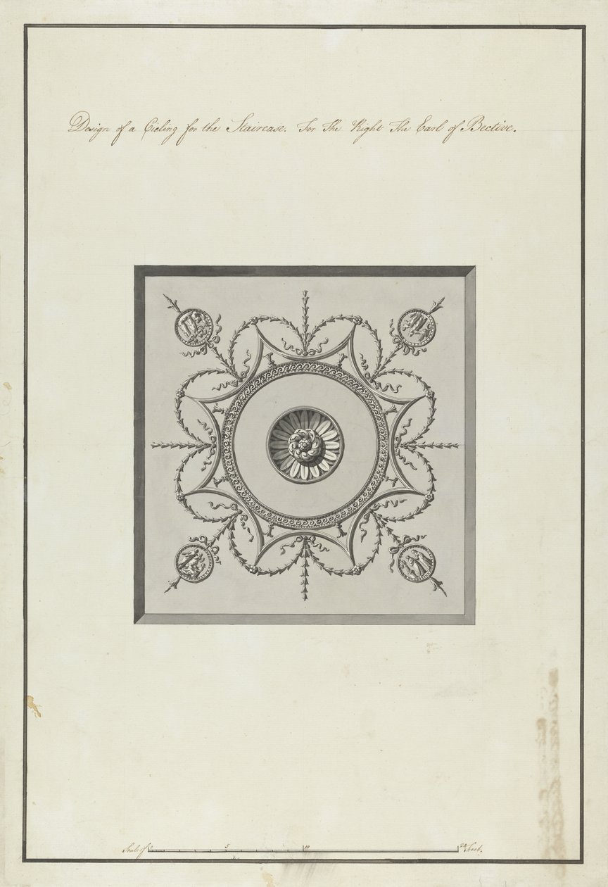 Design for the Ceiling of the Staircase, Headfort House by Robert Adam
