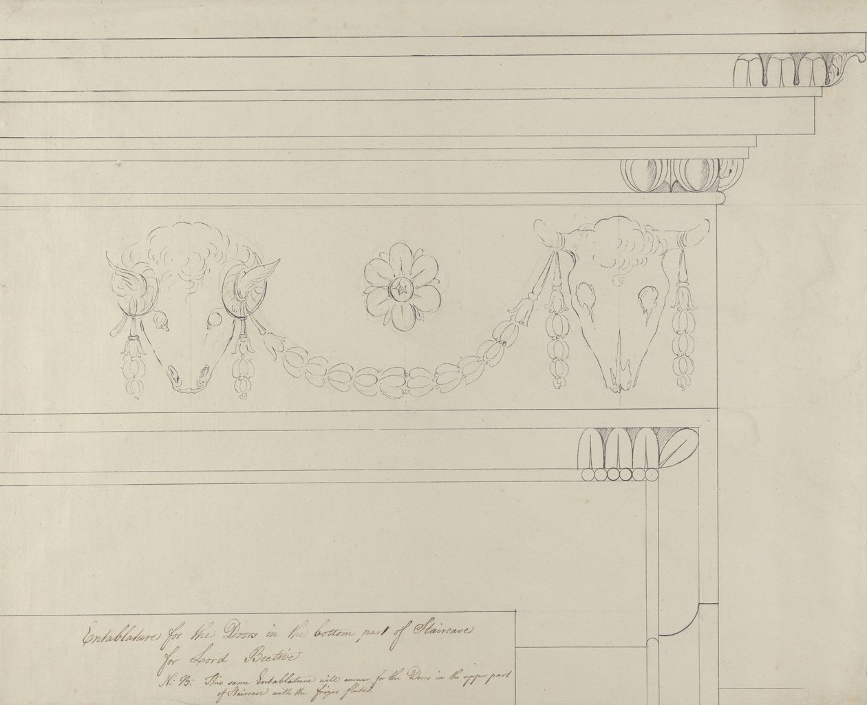 Design for the staircase entablature, Headfort House by Robert Adam