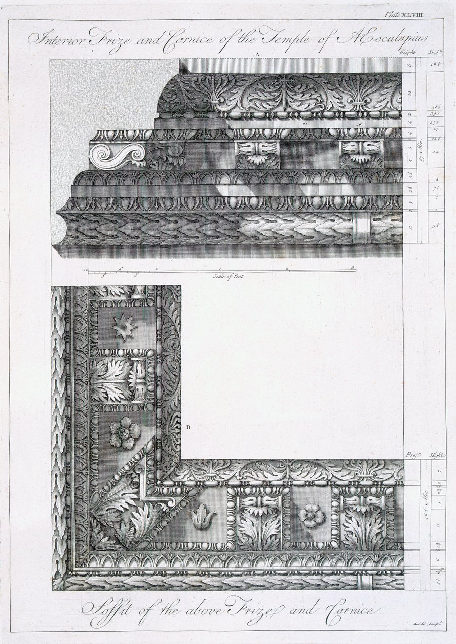 Interior frieze and cornice of the Temple of Aesculapius, from 