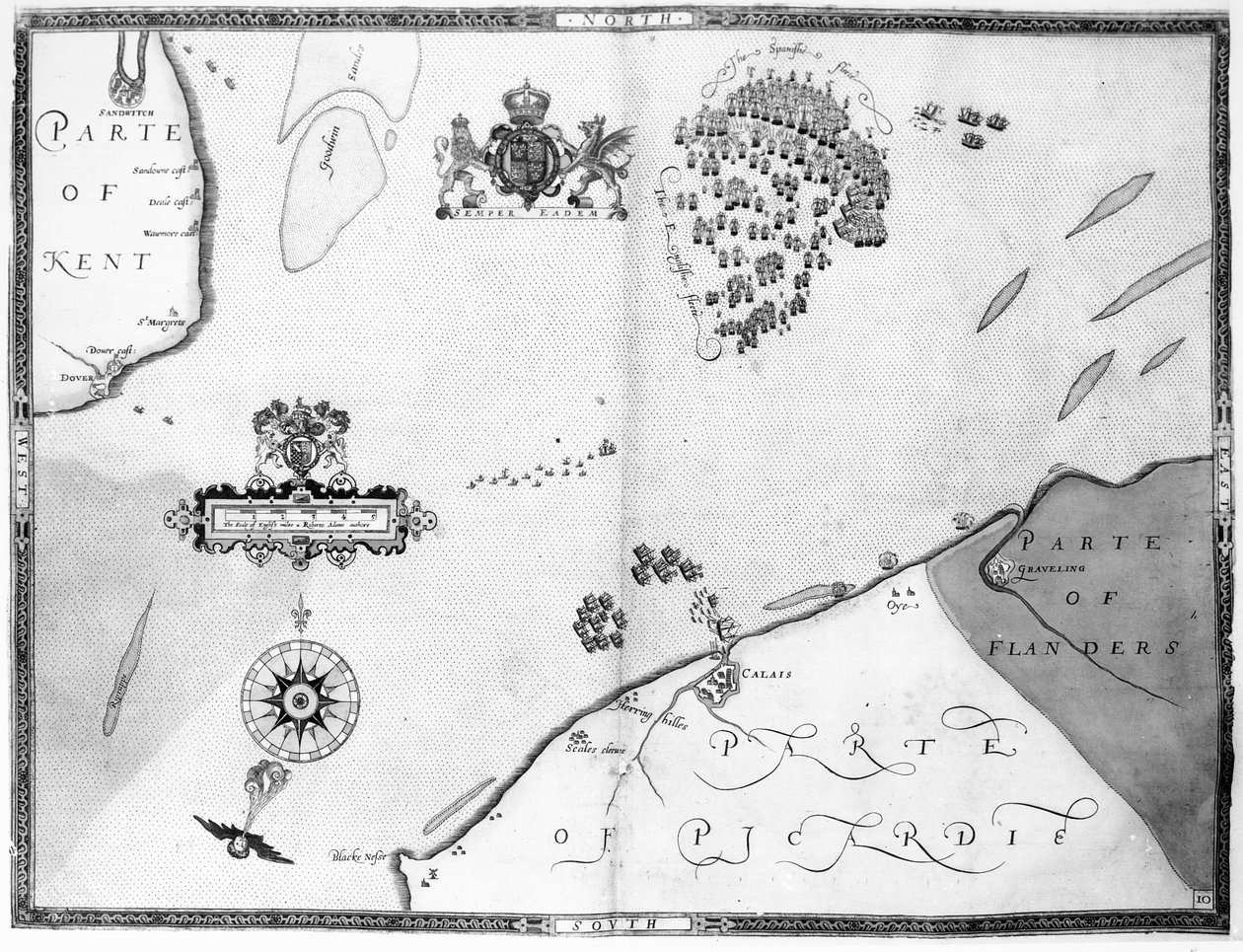 Map No.10 showing the route of the Armada fleet, engraved by Augustine Ryther by Robert Adams