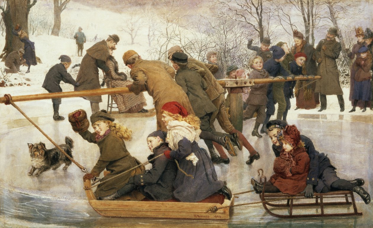 A Merry-Go-Round on the Ice, 1888 by Robert Barnes