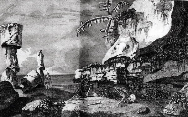 Monuments on Easter Island, from Voyages of Captain Cook, 1774 by Robert Benard
