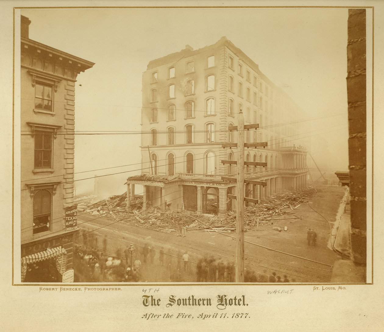 View of the Southern Hotel at Fourth and Walnut Streets after the Fire on 11 April 1877 by Robert Benecke