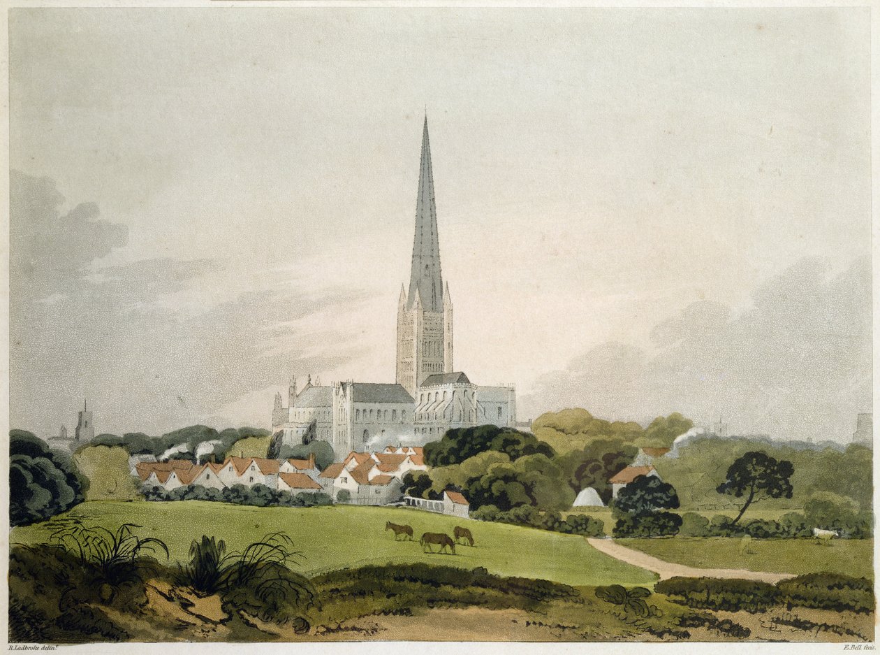 Norwich Cathedral, engraved by Edward Bell by Robert Ladbrooke