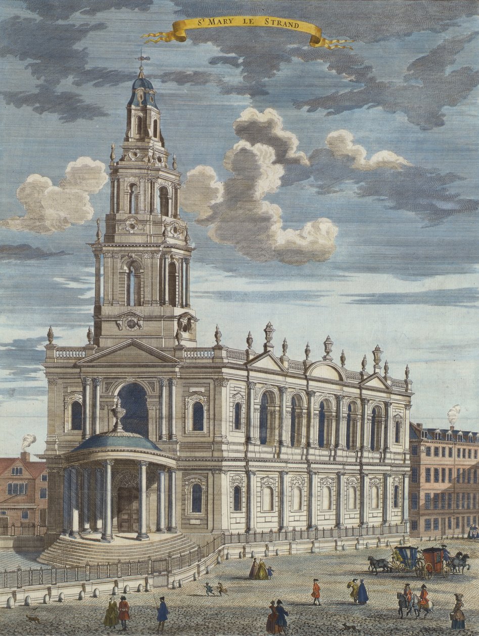 St. Mary le Strand, from A Book of the Prospects of the Remarkable Places in and About the City of London, c.1700 by Robert Morden