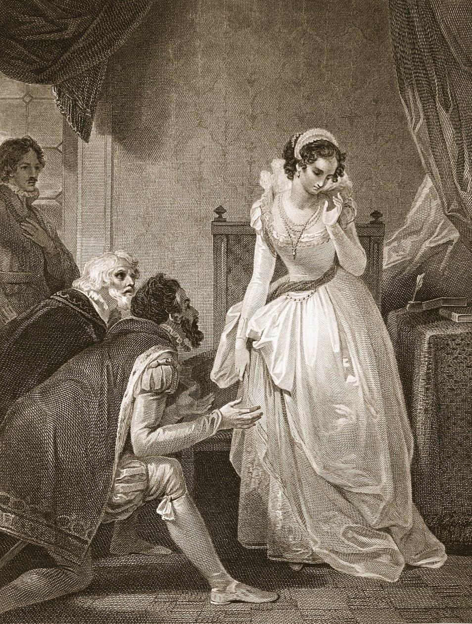 Lady Jane Grey declining the crown, engraved by W. Bromley, illustration from David Hume
