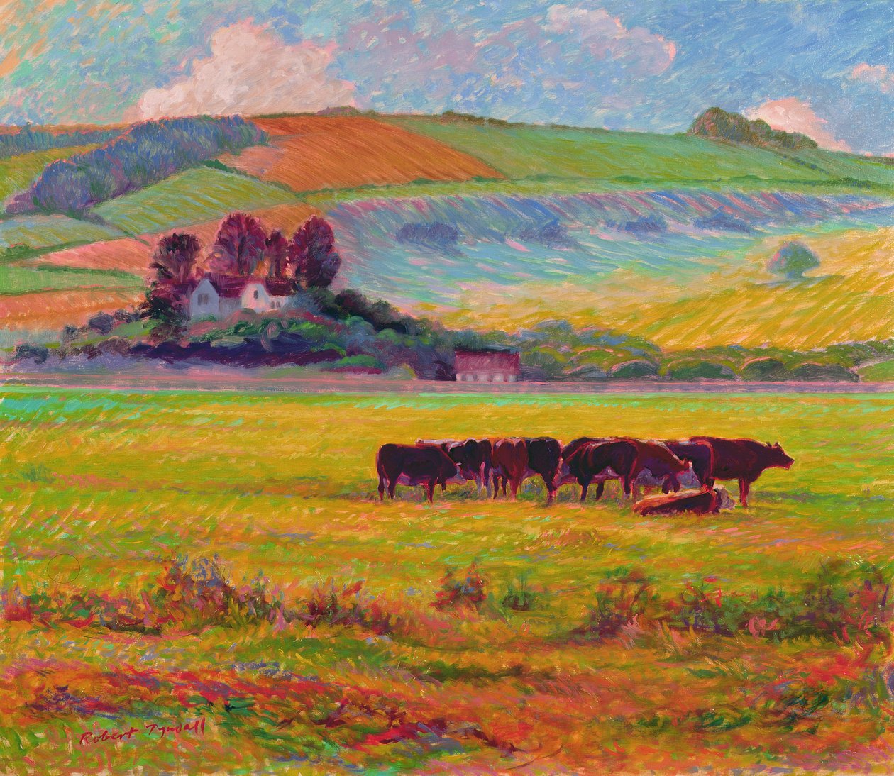 Evening Cattle, Cuckmere Valley, Sussex by Robert Tyndall