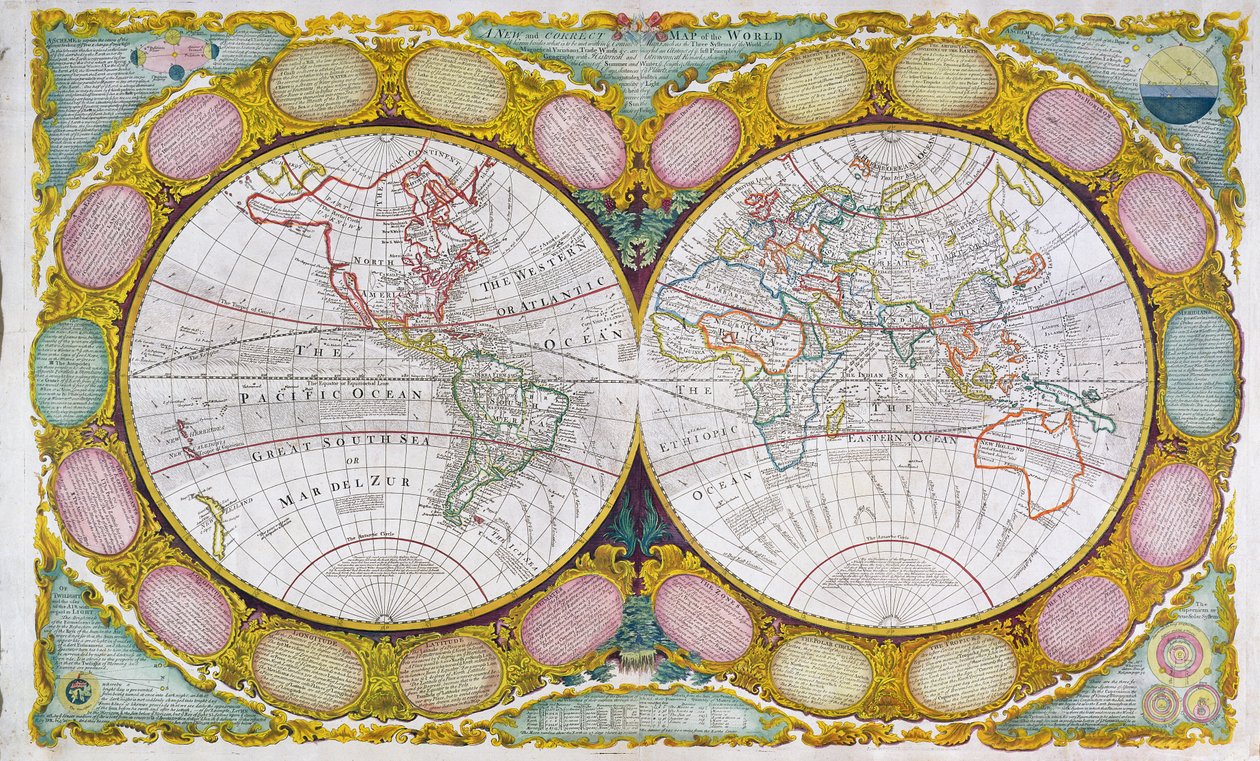 A New and Correct Map of the World, 1770-97 by Robert Wilkinson