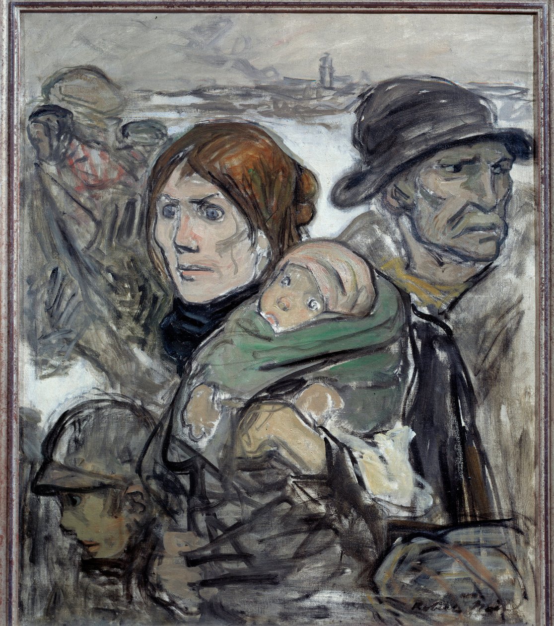 The exodus Family of immigrants on the roads by Robert  Noir