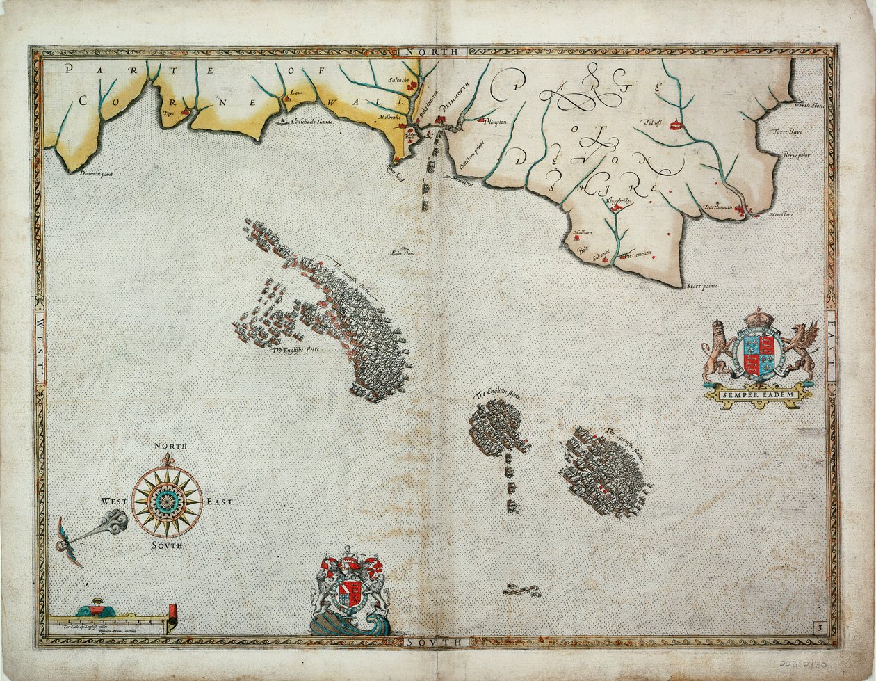 The English Pursue the Spanish Fleet East of Plymouth on 31 July - 1 August by Robert (after) Adams