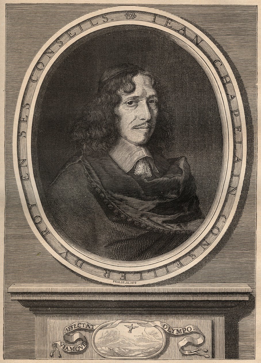 Portrait of Jean Chapelain, French Poet. Engraving by Nanteuil and Peulot by Robert (after) Nanteuil