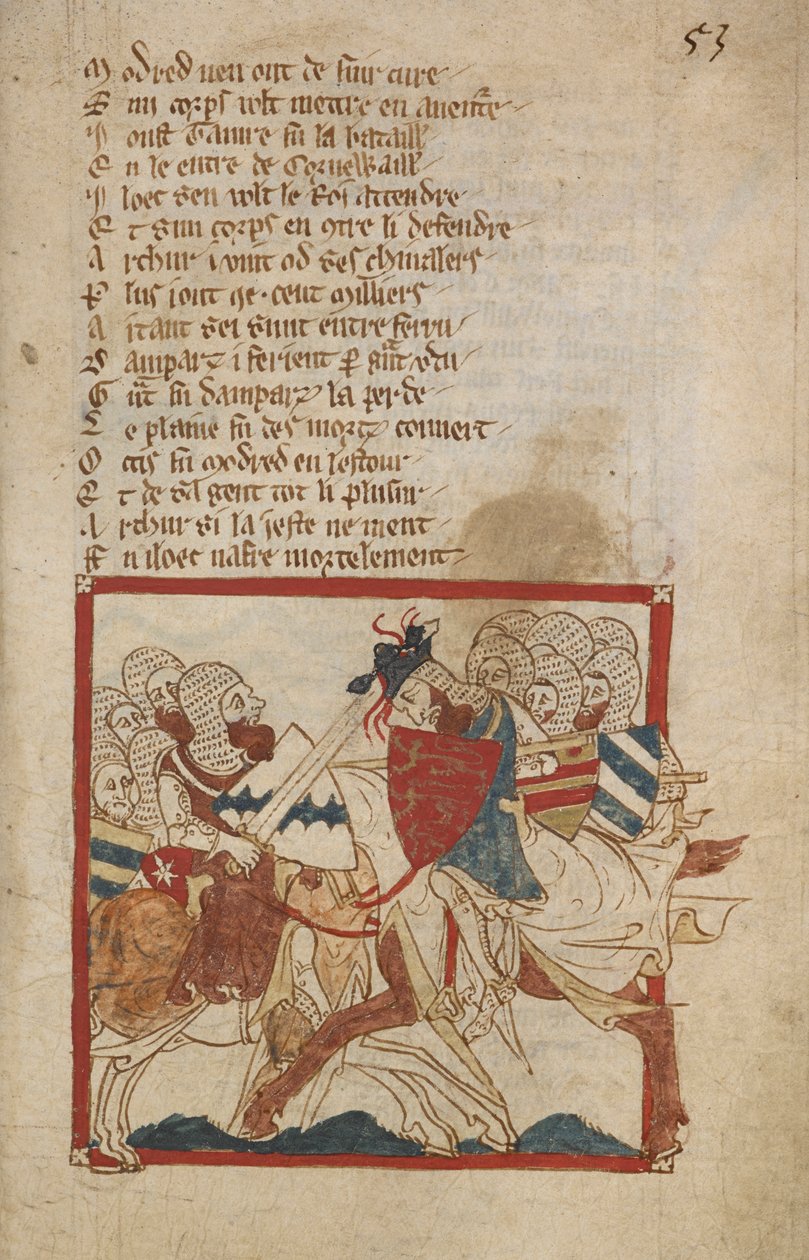 Arthur Mortally Wounded, illustration from 'Romances in French Verse ...
