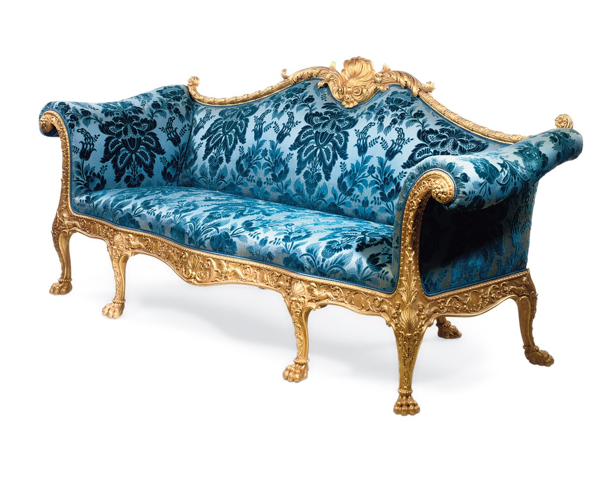 A George III giltwood sofa by Robert Adam