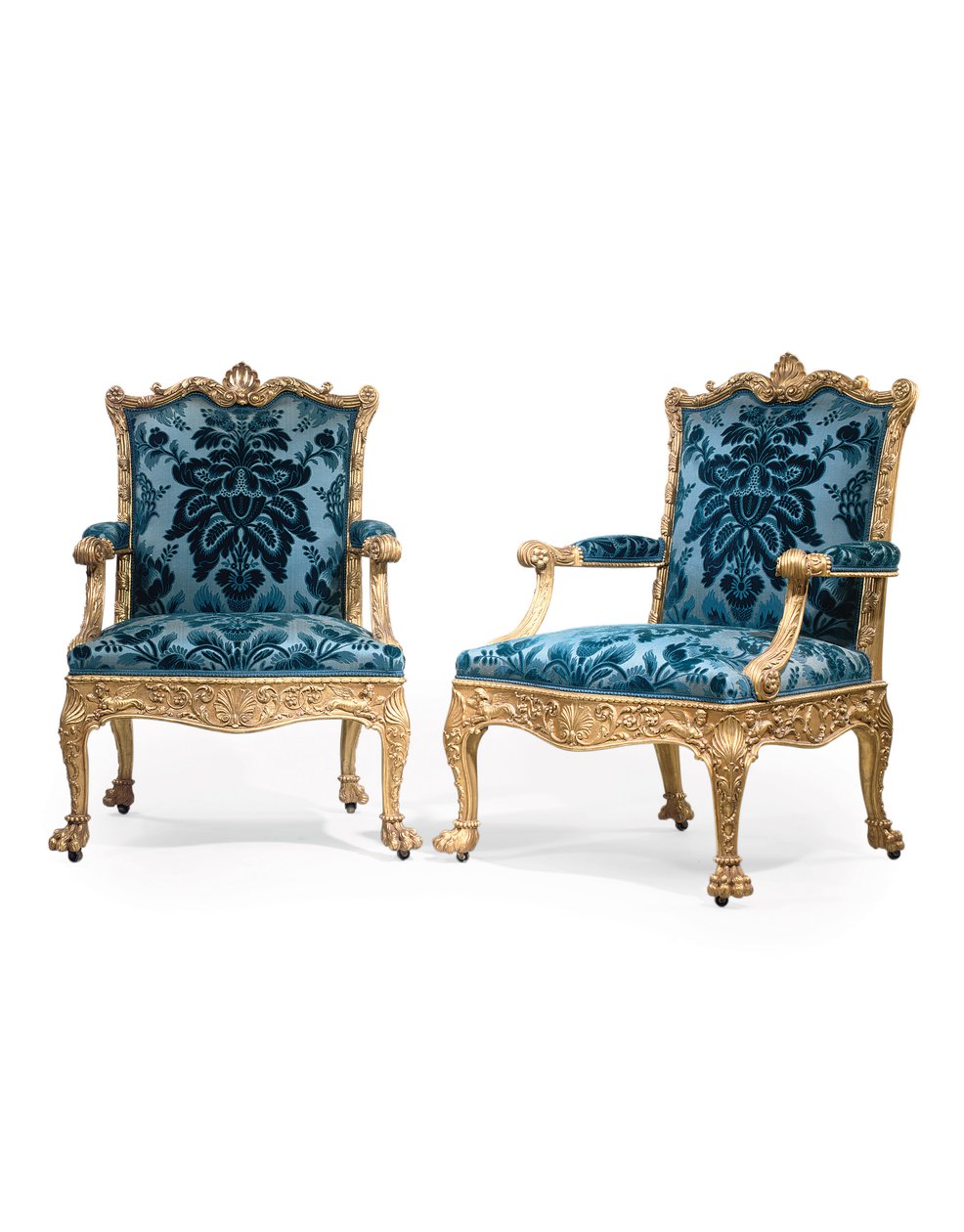 A pair of George III giltwood armchairs by Robert Adam