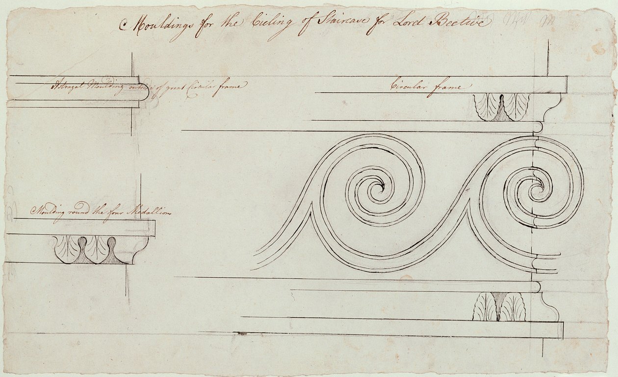 Design for the Mouldings on the Staircase, Headfort House, 1772 by Robert Adam