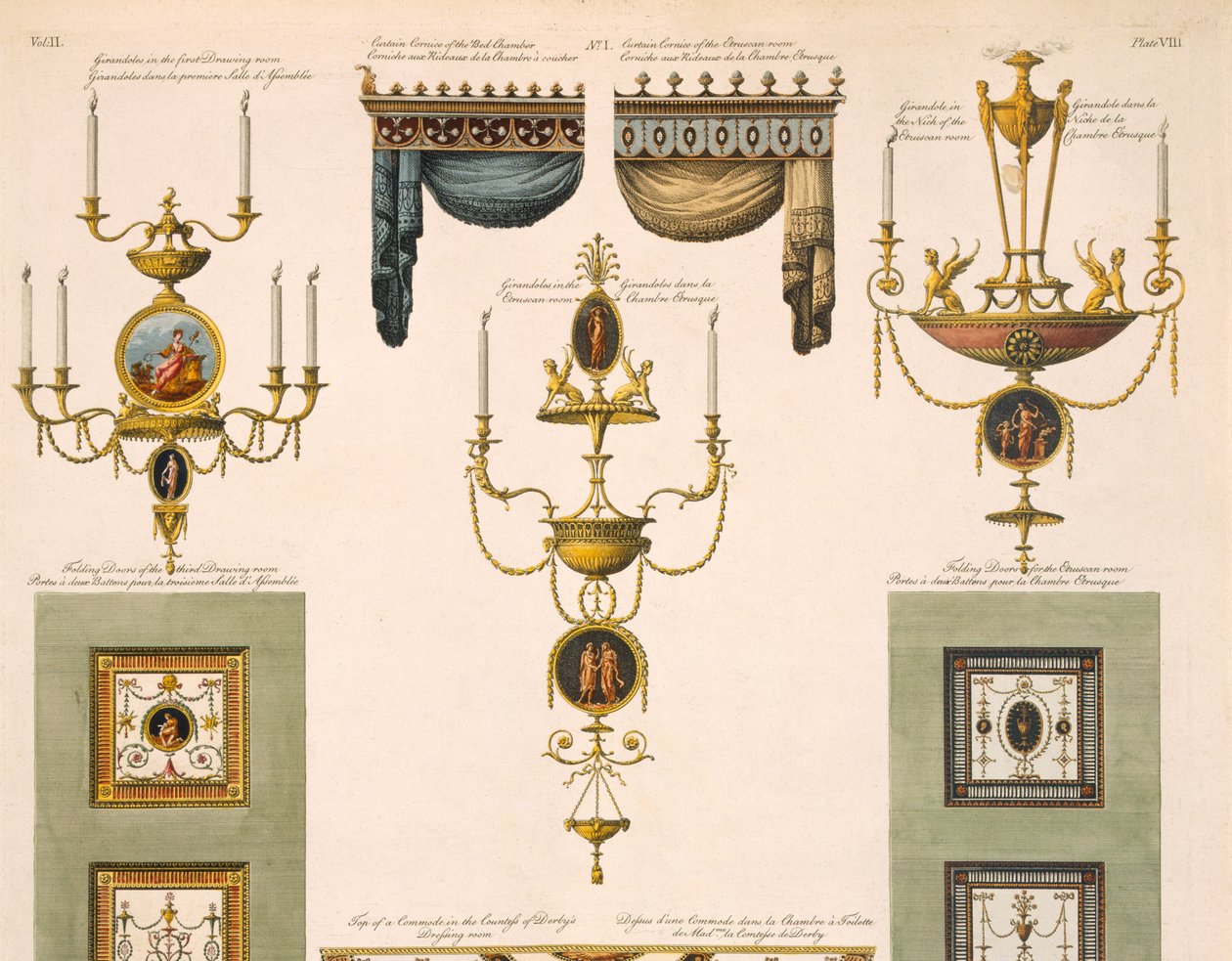 Designs for Curtain Cornices, Girandoles, and Folding Doors (detail) by Robert Adam