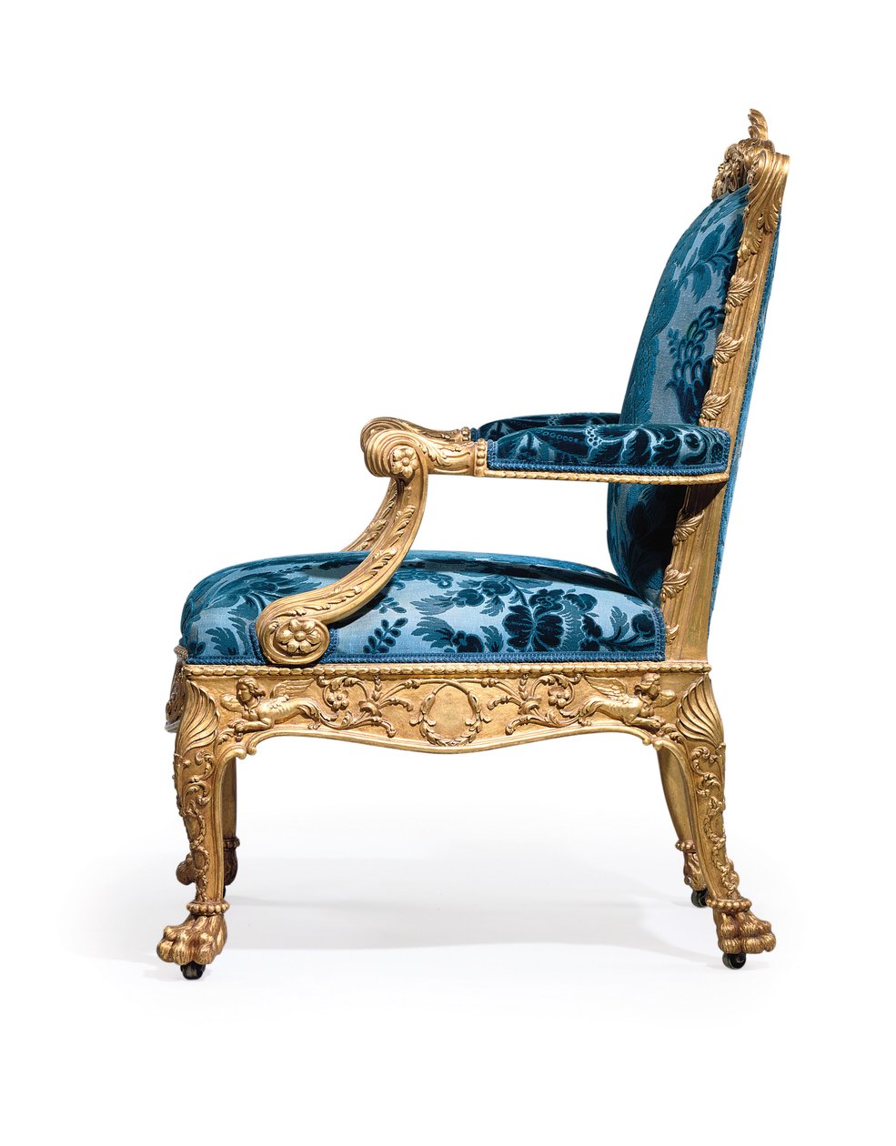 One of a pair of George III giltwood armchairs by Robert Adam