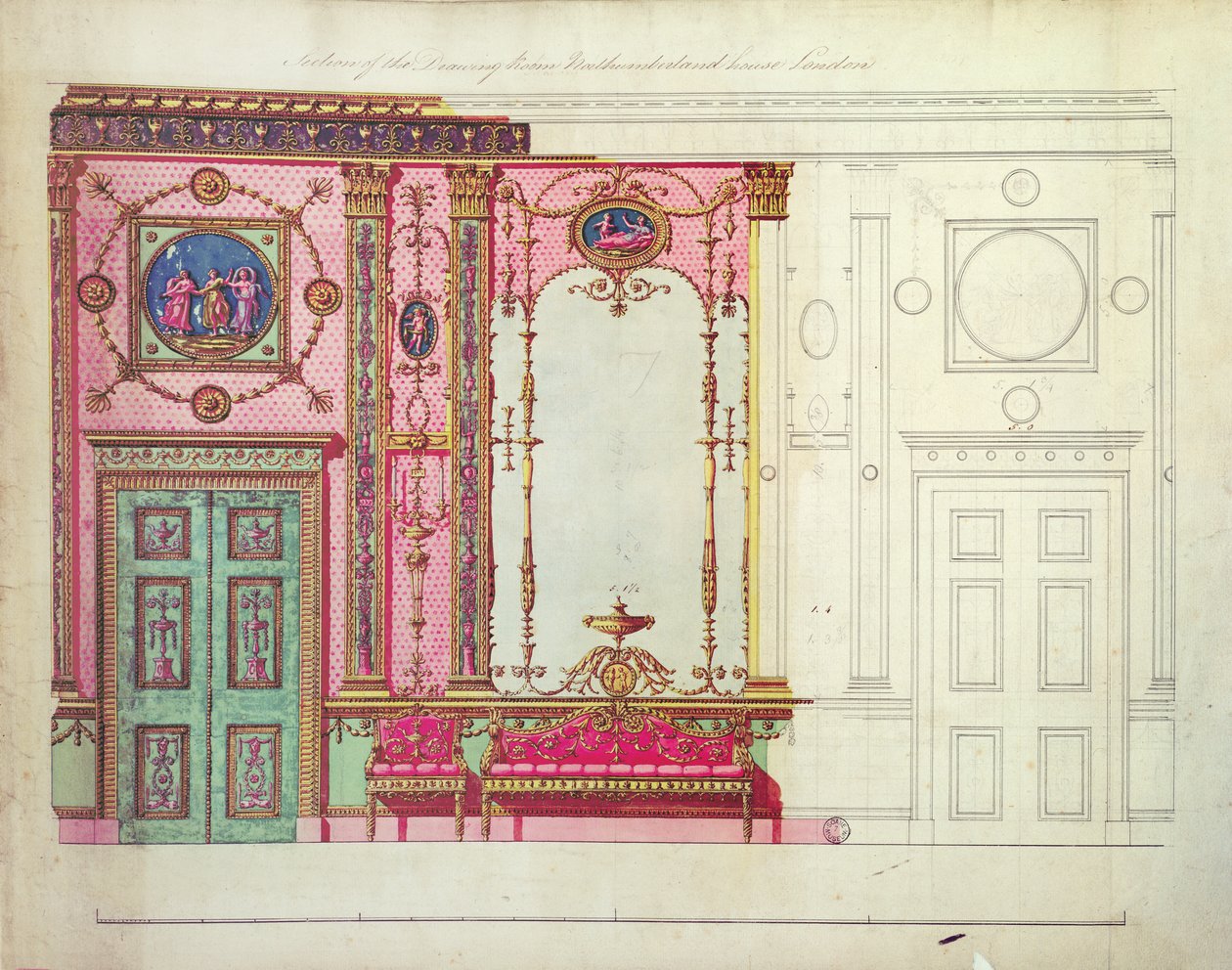 Section of the Drawing Room, Northumberland House, London by Robert Adam