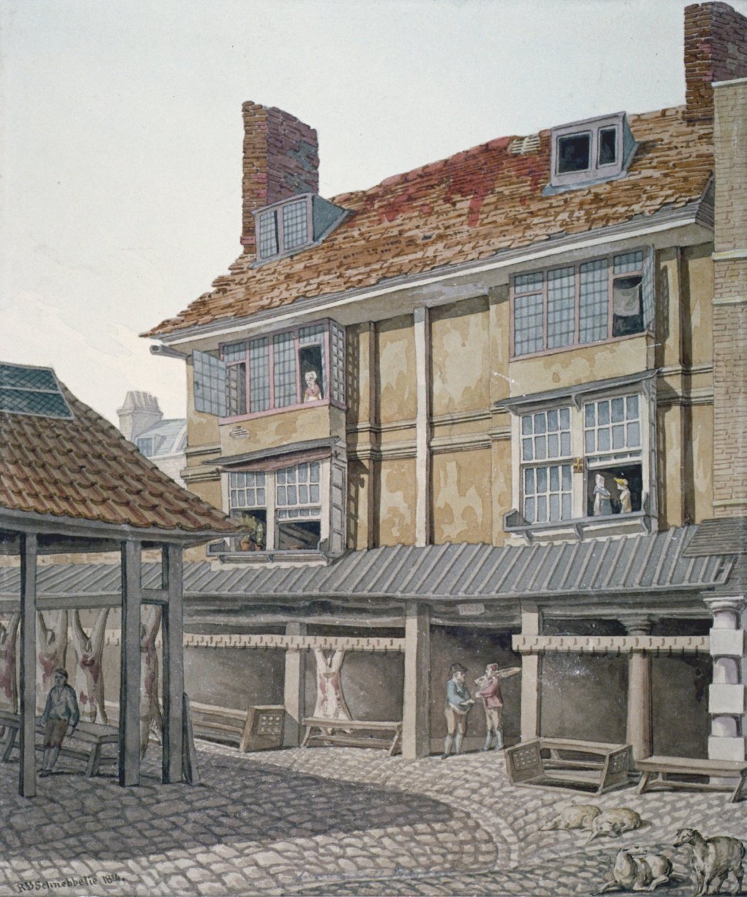 Leadenhall Market, City of London, 1814 by Robert Blemmell Schnebbelie