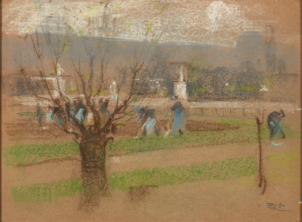 Bulb Planting in the Tuileries Gardens, Paris by Robert Brough