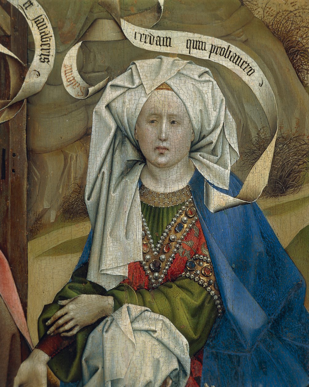 Detail Representing Woman from Nativity by Robert Campin