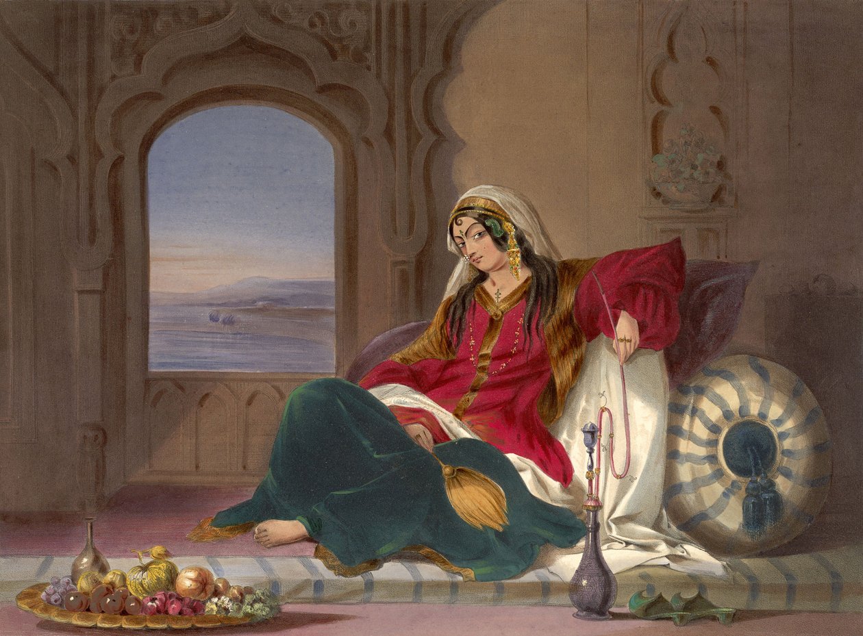 Kandahar Lady of Rank, Engaged in Smoking, 1848 by Robert Carrick