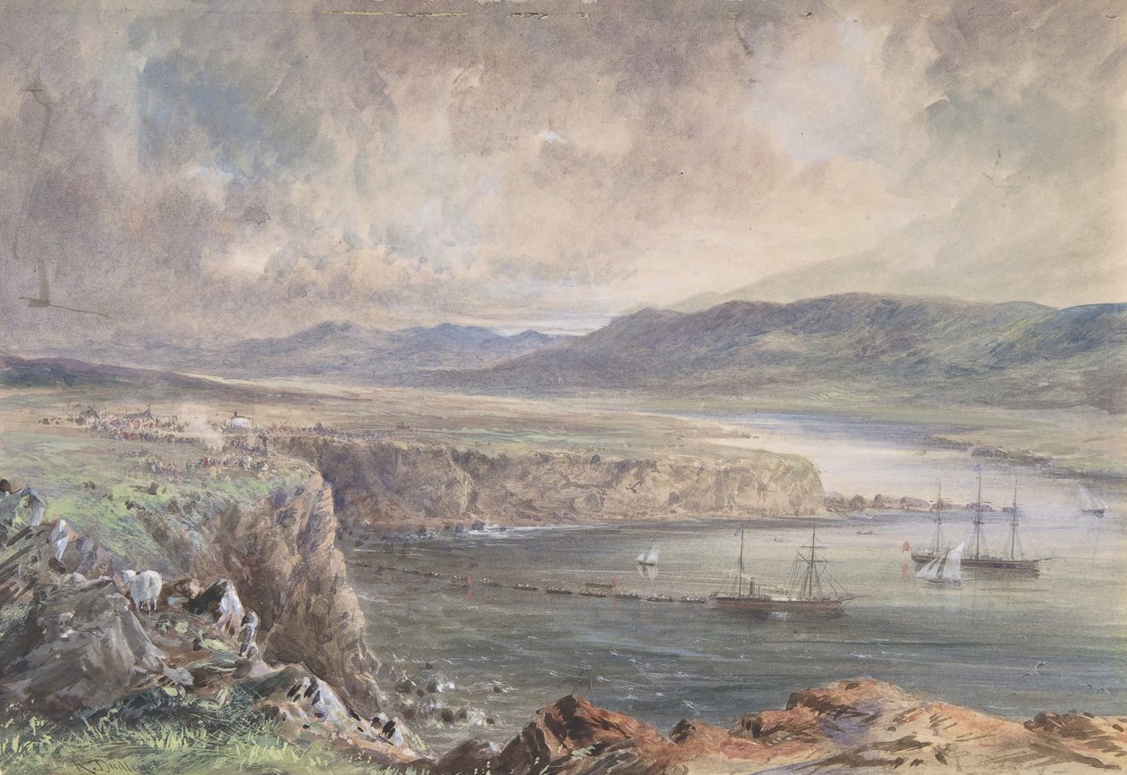 Foilhummerum Bay, Valentia, Looking from Cromwell Fort: The Caroline and Boats by Robert Charles Dudley