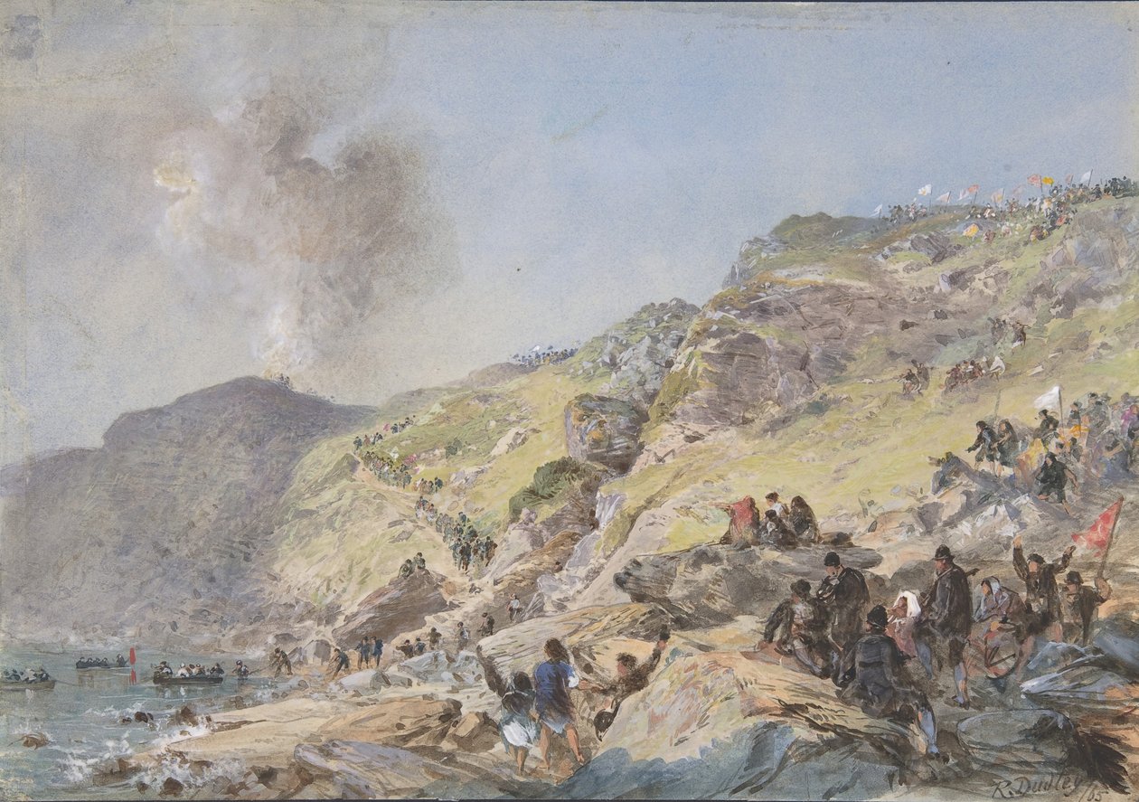 The Cliffs, Foilhummerum Bay, Valentia, the Point at Which the Shore-end of the Cable by Robert Charles Dudley