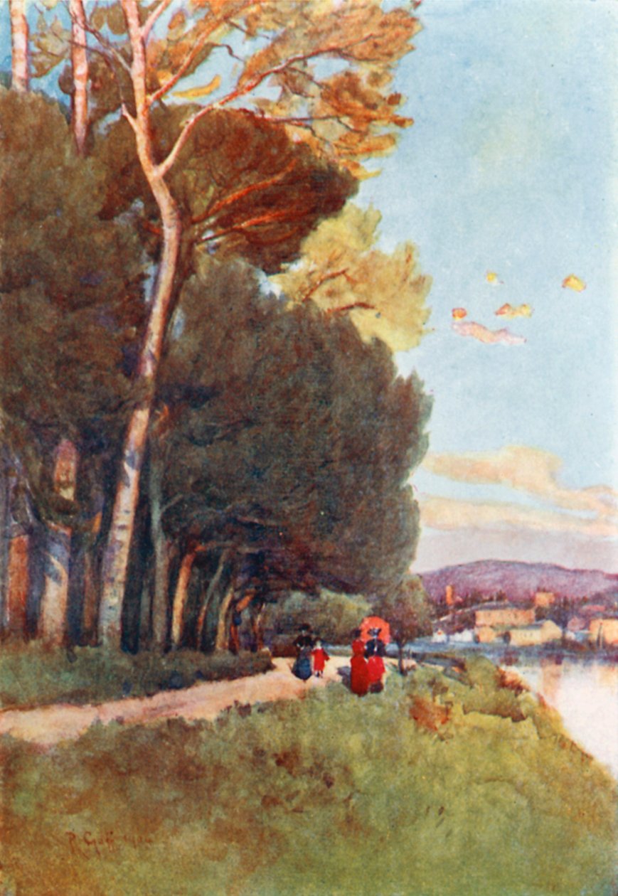 A Favourite Walk Along the River in the Cascine by Robert Charles Goff