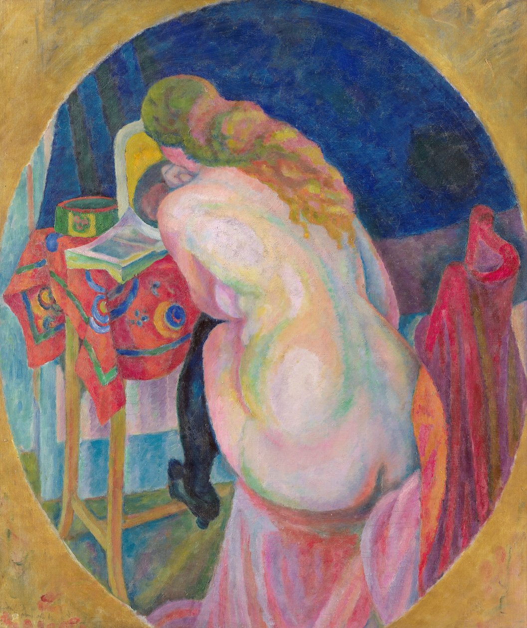 Nude woman reading by Robert Delaunay
