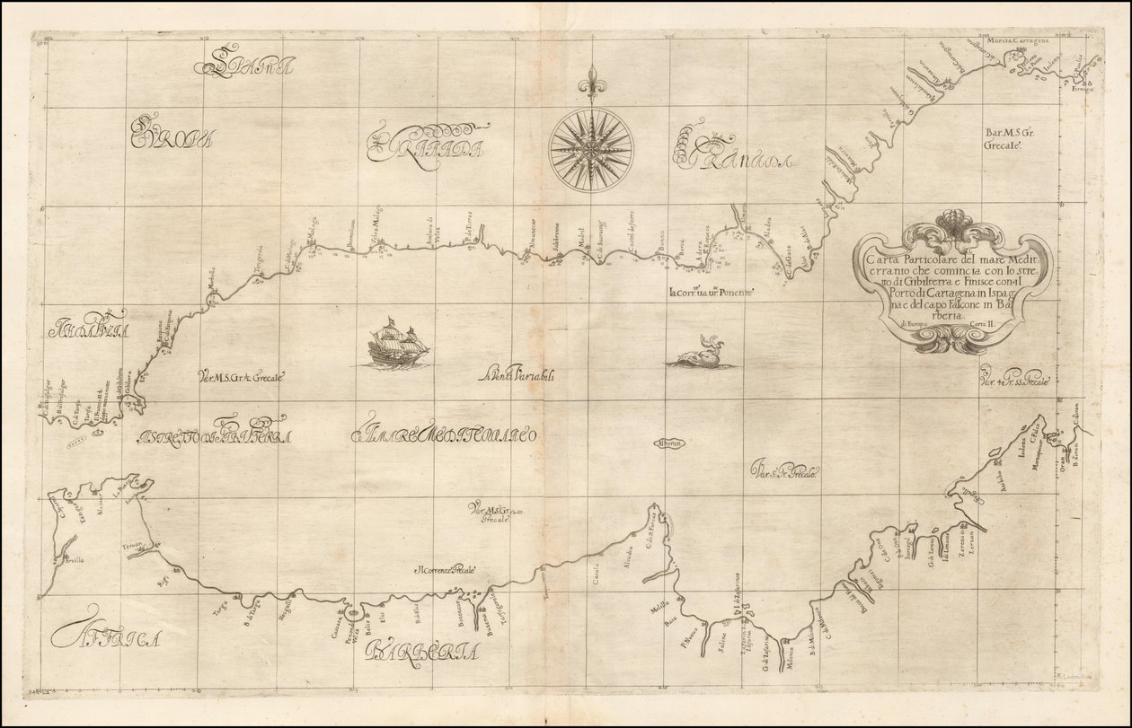 1646 Map of the Western Mediterranean and Gibraltar by Robert Dudley by Robert Dudley