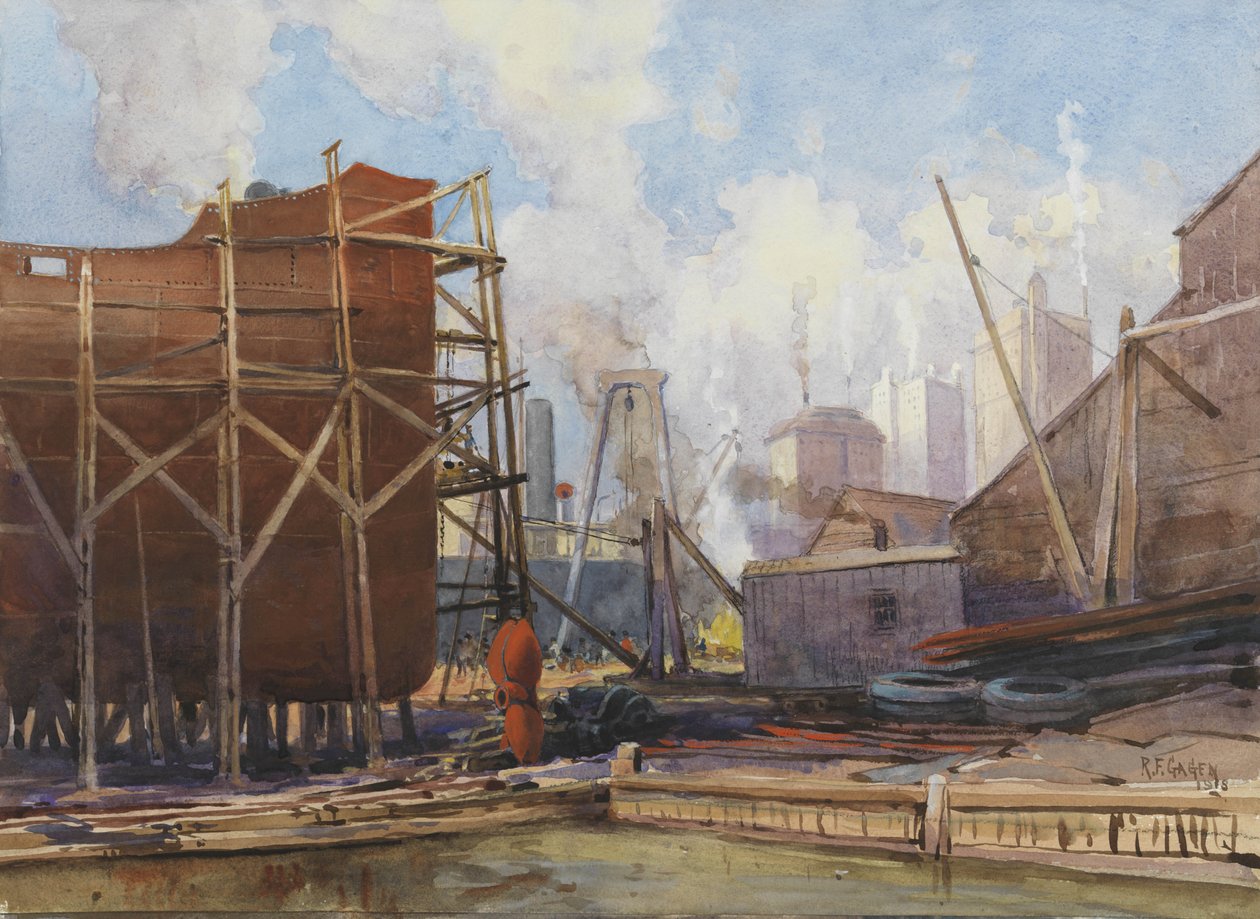 Toronto Shipbuilding, 1918 by Robert Ford Gagen