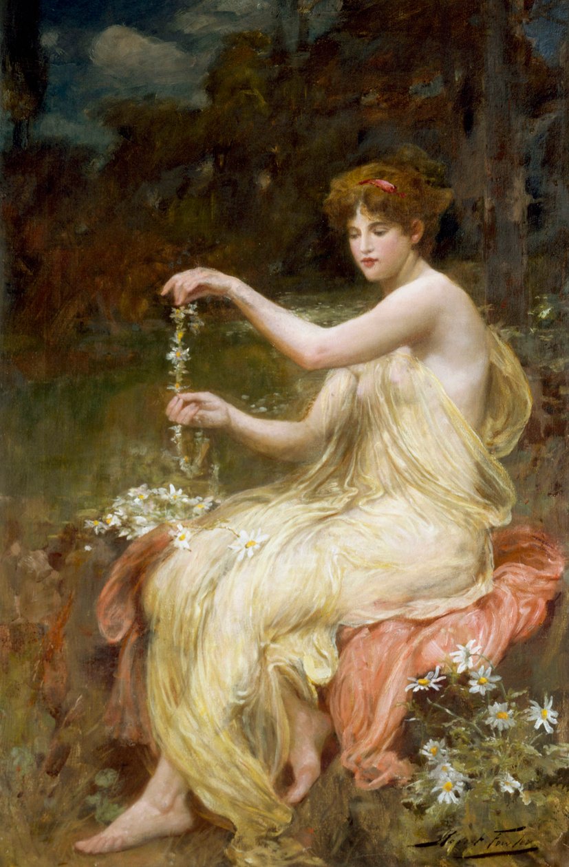 Making Daisy Chains. Painting by Robert Fowler. Private Collection by Robert Fowler