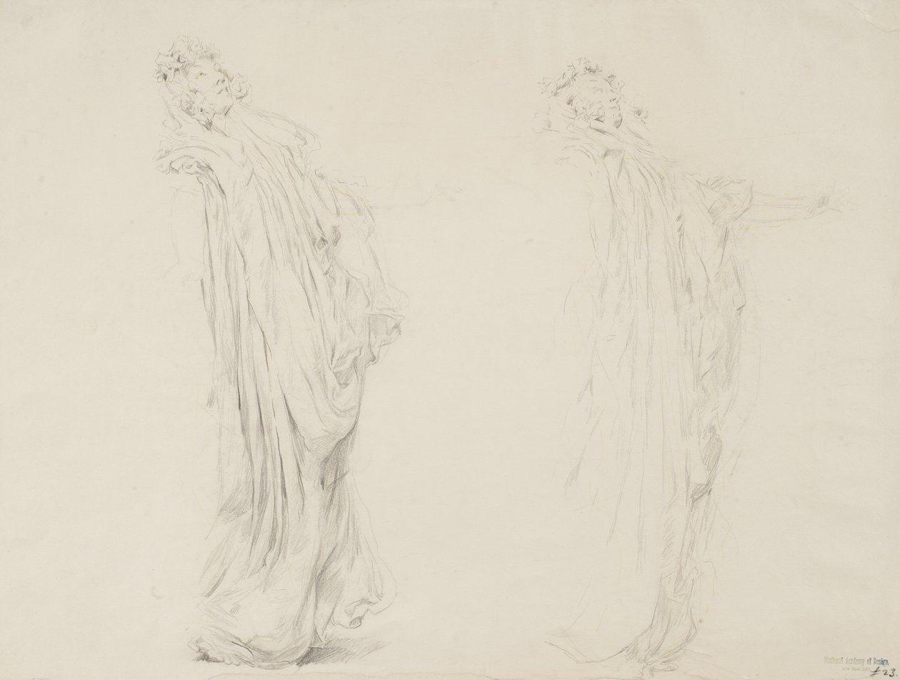 Study of Two Female Figures for Moods to Music Mural by Robert Frederick Blum